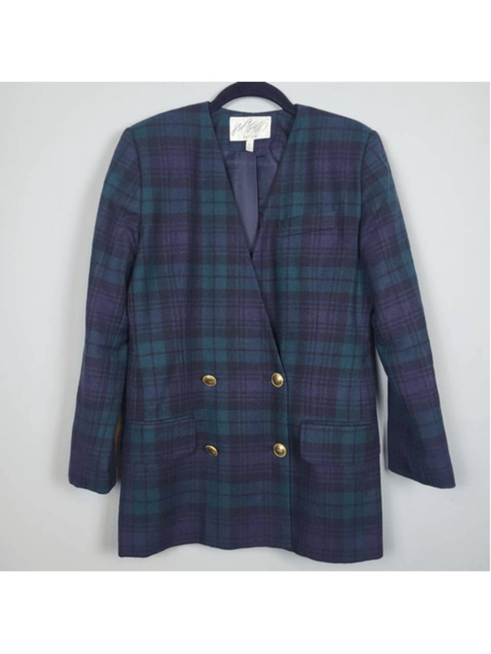 VTG Lord & Taylor Womens Tartan Wool Blazer Size 6P Old Money Academia Preppy